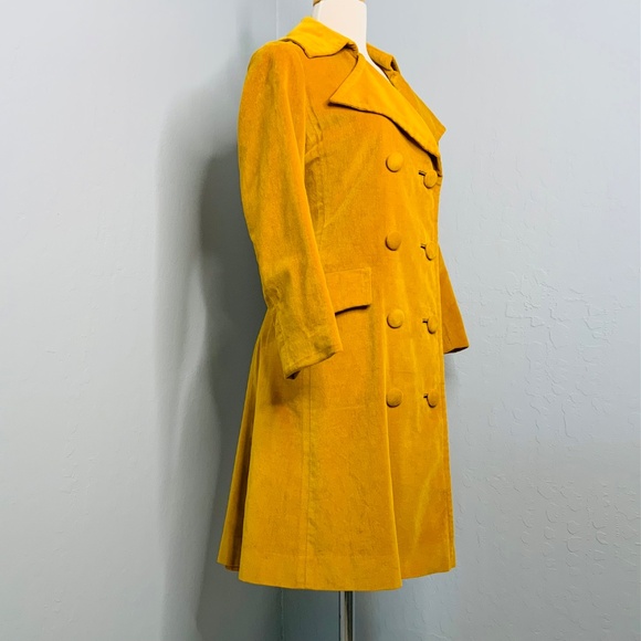 Vintage Women Mustard Velvet Coat 1960 Marguerite Rubel  San Francisco size S - Picture 3 of 10